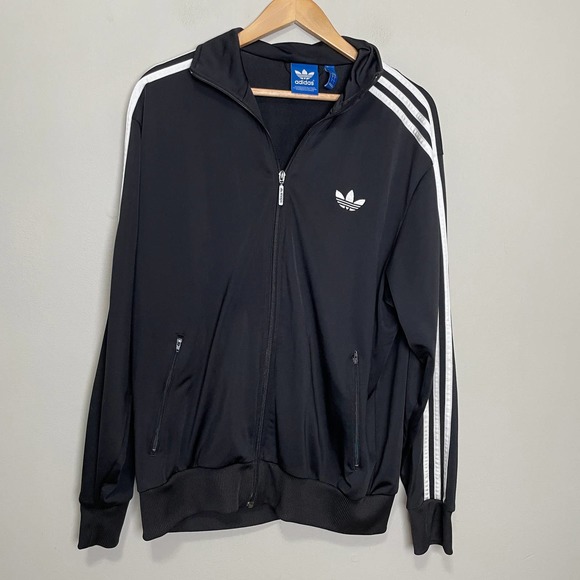 adidas Other - Adidas Embroidered Long Sleeve Full Zip Track Jacket Black White L